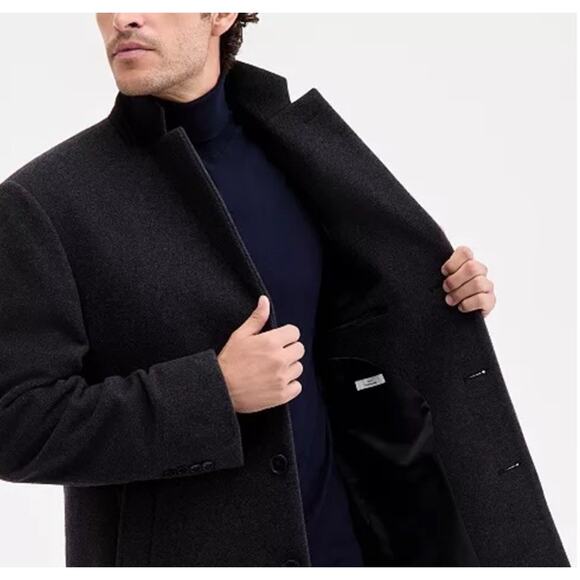 Calvin Klein Mens Prosper Wool Pea Coat Slim Fit 40L Charcoal Gray Overcoat NWOT - Picture 7 of 16